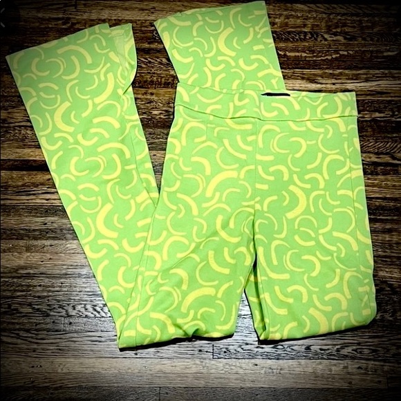 NWT Groovy Zara Flare Fitted Pants in groovy neon shades and pattern - Picture 4 of 7